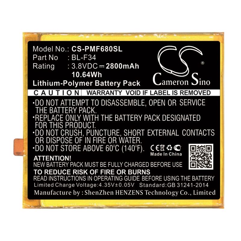 Li-Polymer Battery fits Phicomm, f680l, freecomm 2s 3.8V, 2800mAh Mobile & SmartPhone Cameron Sino Technology Limited
