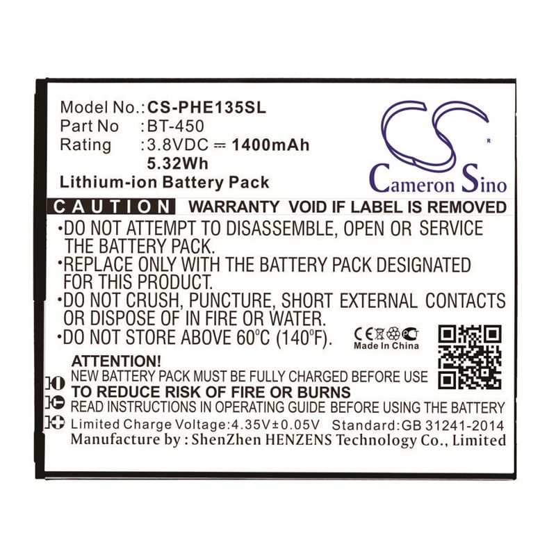 Li-ion Battery fits Philips, e135x, xenium e135x 3.7V, 1100mAh Mobile & SmartPhone Cameron Sino Technology Limited