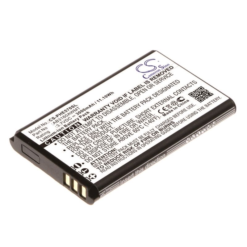 Li-ion Battery fits Philips, e570, e571, xenium e570 3.7V, 3000mAh Mobile & SmartPhone Cameron Sino Technology Limited