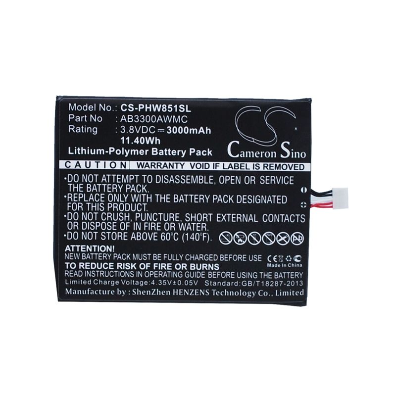 Li-Polymer Battery fits Philips, w8510, xenium w8510 3.8V, 3000mAh Mobile & SmartPhone Cameron Sino Technology Limited