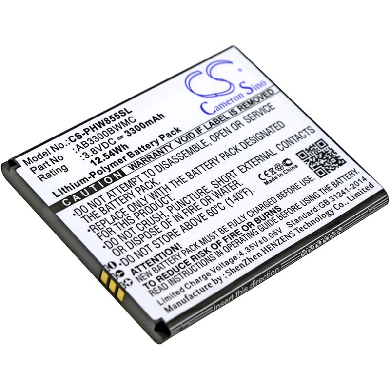 Li-Polymer Battery fits Philips, w8555, w8560, xenium w8555 3.8V, 3300mAh Mobile & SmartPhone Cameron Sino Technology Limited