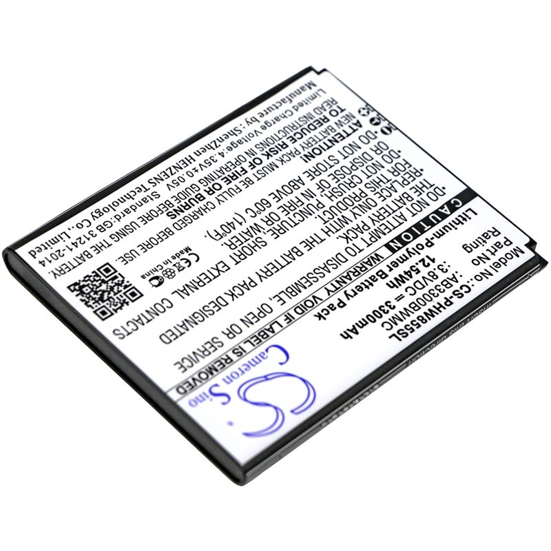 Li-Polymer Battery fits Philips, w8555, w8560, xenium w8555 3.8V, 3300mAh Mobile & SmartPhone Cameron Sino Technology Limited