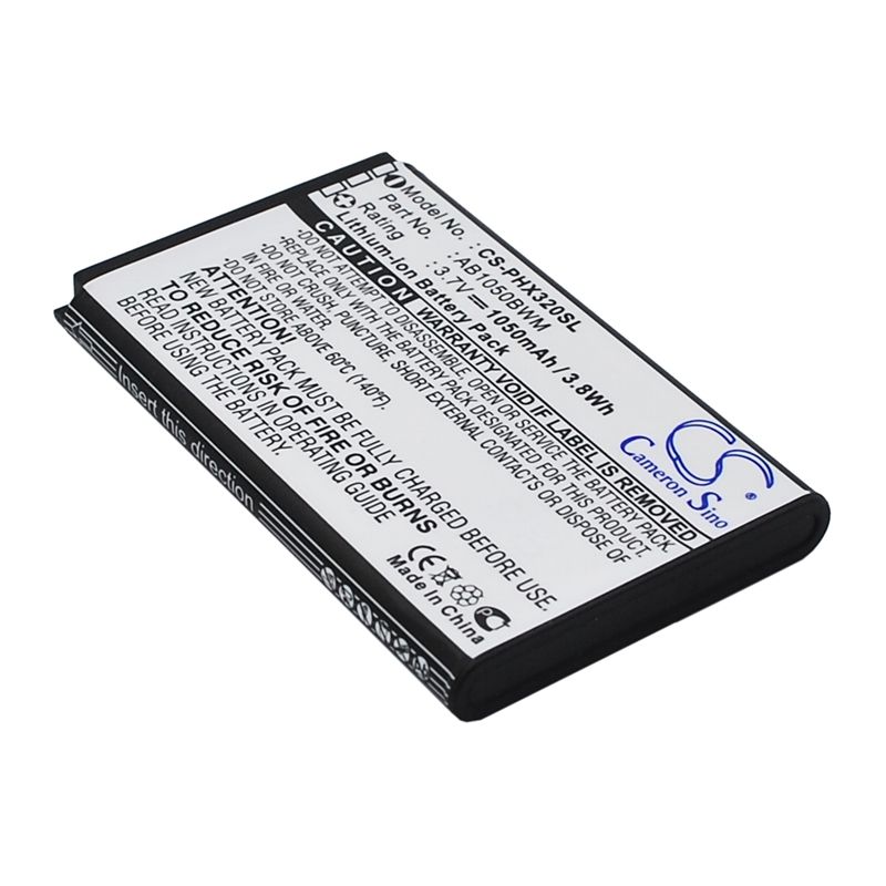 Li-ion Battery fits Philips, xenium 312, xenium 320, xenium x186 3.7V, 1050mAh Communications Cameron Sino Technology Limited