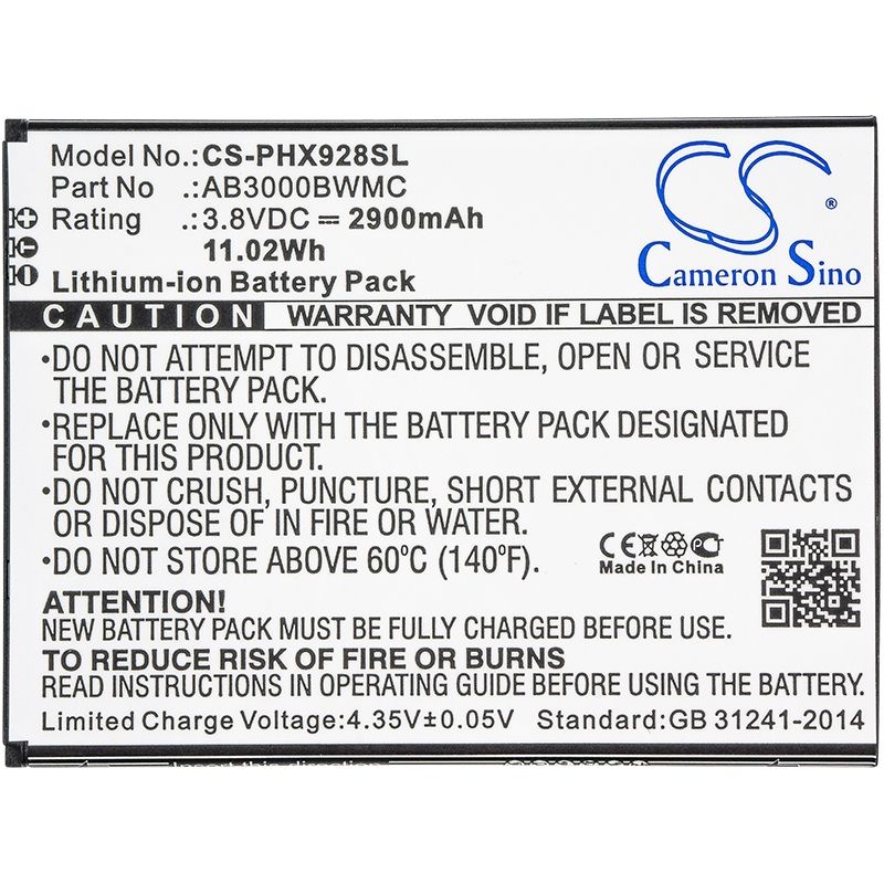Li-ion Battery fits Philips, xenium i928 3.8V, 2900mAh Mobile & SmartPhone Cameron Sino Technology Limited (Suspended)