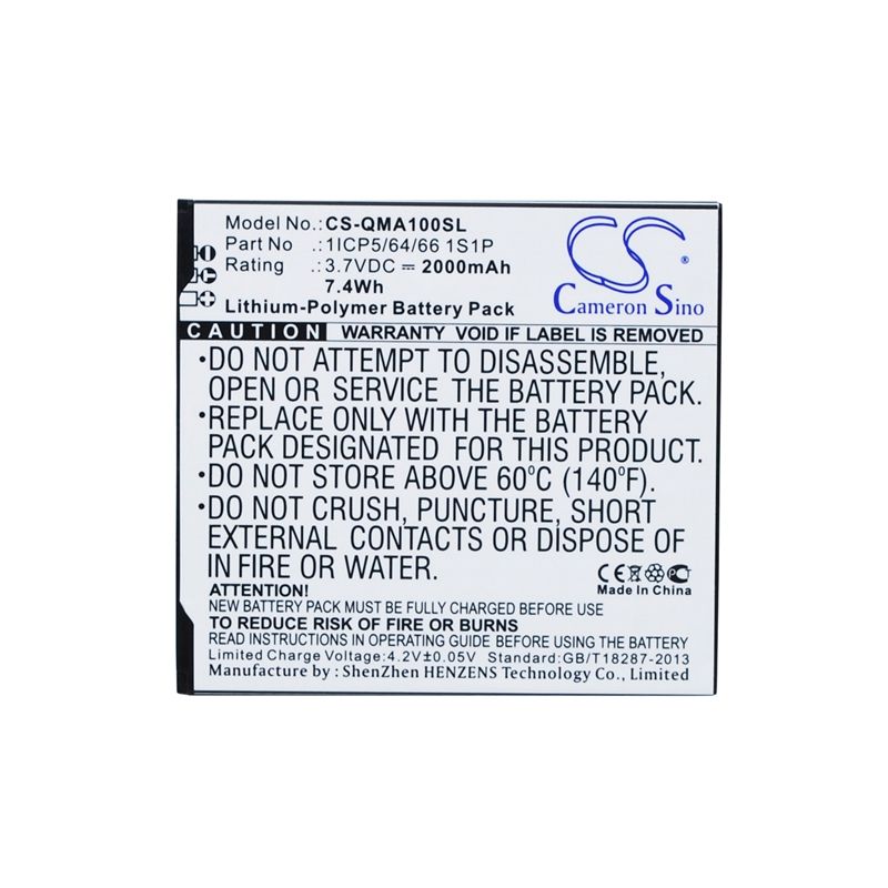Li-Polymer Battery fits Qmobile, a10 3.7V, 2000mAh Mobile & SmartPhone Cameron Sino Technology Limited (Suspended)