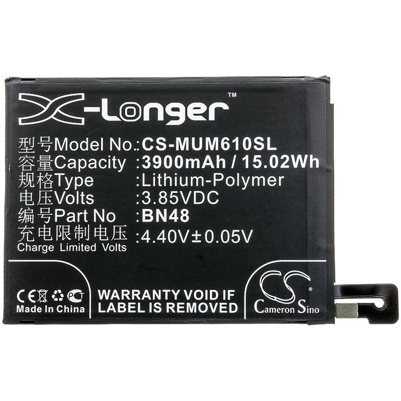 Li-Polymer Battery fits Redmi, m1806e7tc, m1806e7te, m1806e7tg 3.85V, 3900mAh Mobile & SmartPhone Cameron Sino Technology Limited