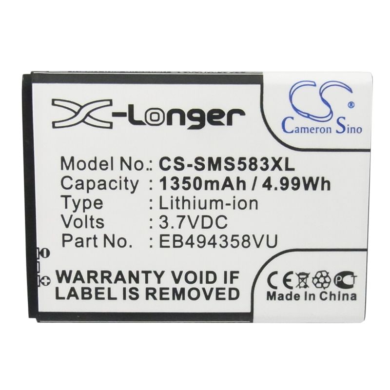 Li-ion Battery Fits Samsung, Ace, Cooper, Galaxy Ace 3.7v, 1350mah Mobile & SmartPhone Cameron Sino Technology Limited