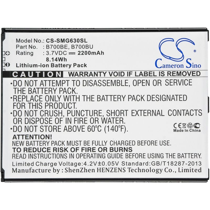 Li-ion Battery fits Samsung, galaxy mega 6.3, galaxy mega 6.3 duos, galaxy mega 6.3 lte 3.7V, 2200mAh Mobile & SmartPhone Cameron Sino Technology Limited