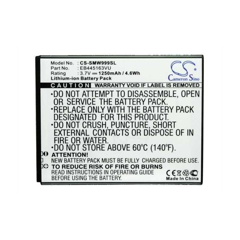 Li-ion Battery fits Samsung, gt-s7530, gt-s7530e, gt-s7530l 3.7V, 1250mAh Mobile & SmartPhone Cameron Sino Technology Limited (Suspended)