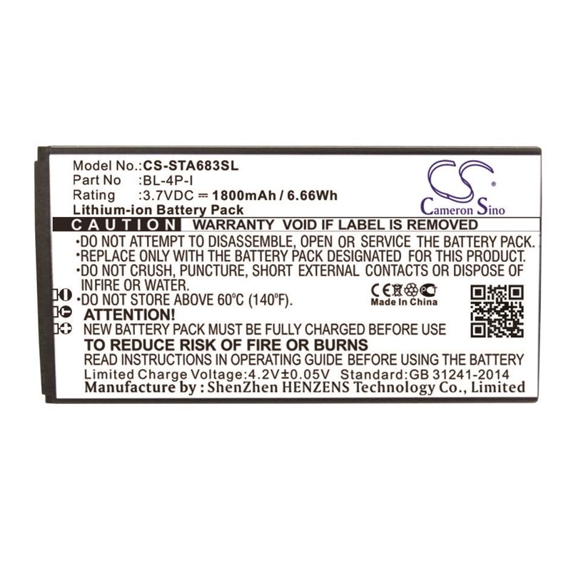 Li-ion Battery fits Smartfren, ad683j, andromax i2 3.7V, 1800mAh Mobile & SmartPhone Cameron Sino Technology Limited