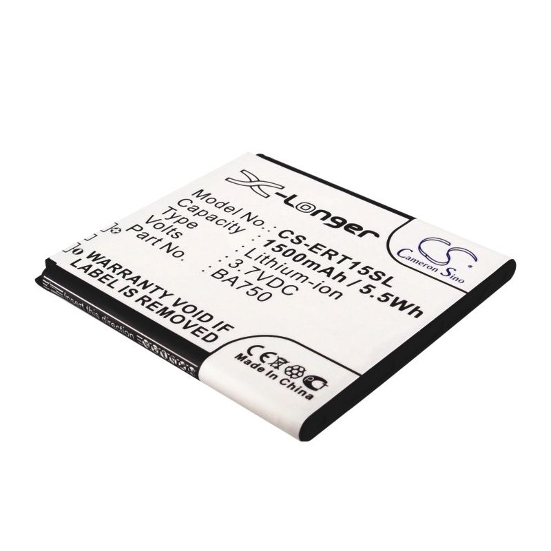 Li-ion Battery fits Sony ericsson, anzu, is11s, lt15a 3.7V, 1500mAh Mobile & SmartPhone Cameron Sino Technology Limited