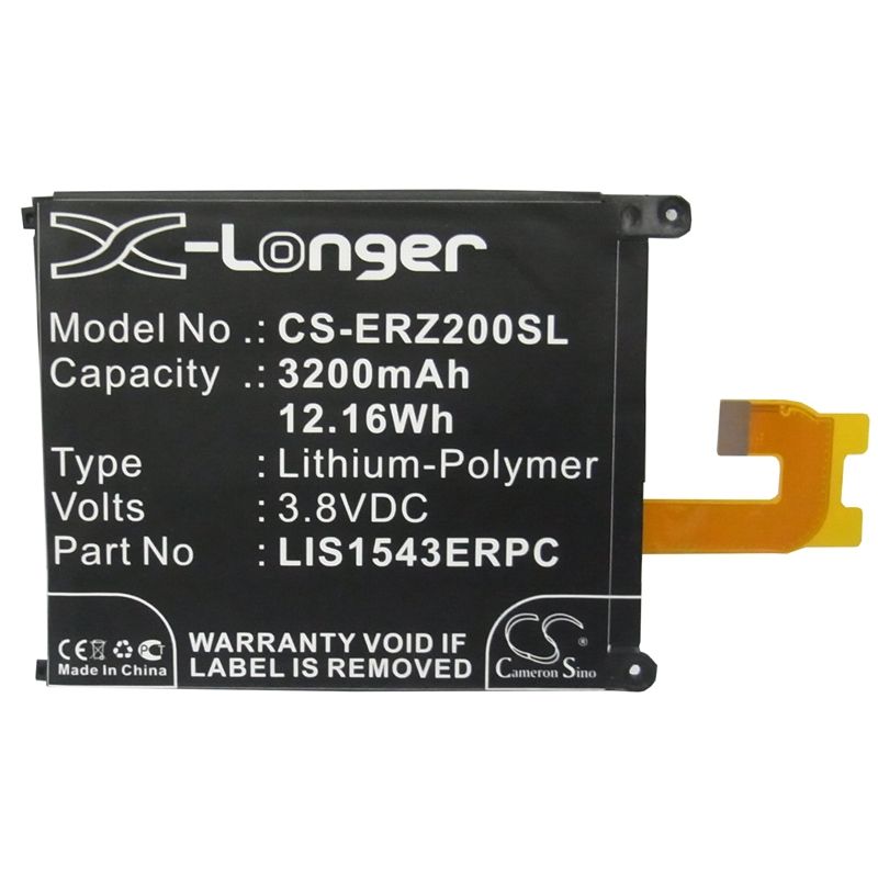 Li-polymer Battery Fits Sony Ericsson, D6502, D6503, D6508 3.8v, 3200mah Mobile & SmartPhone Cameron Sino Technology Limited