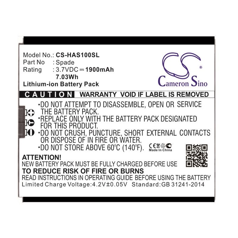 Li-ion Battery fits Spade, spade 3.7V, 1900mAh Mobile & SmartPhone Cameron Sino Technology Limited