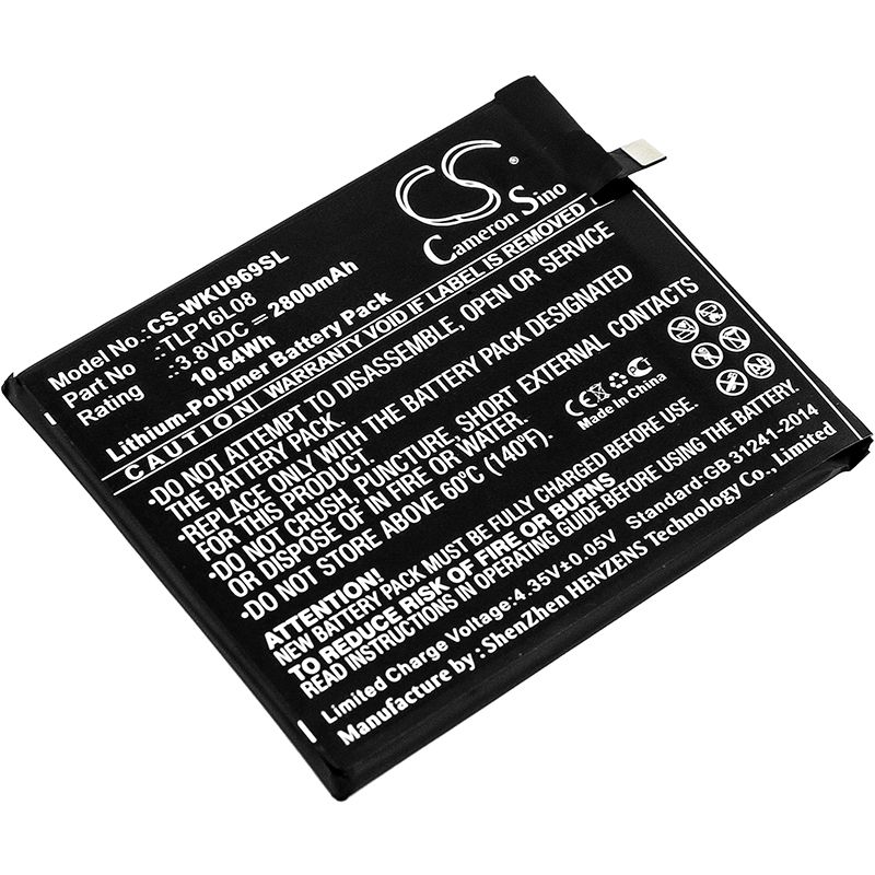Li-Polymer Battery fits Wiko,9692, u feel prime 3.8V, 2800mAh Mobile & SmartPhone Cameron Sino Technology Limited