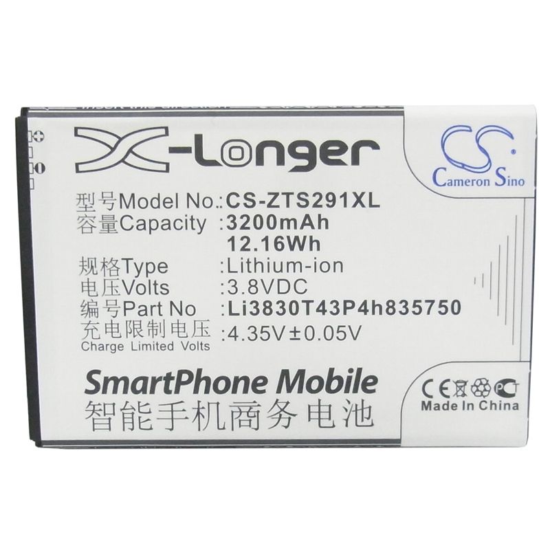 Li-ion Battery Fits Zte, Avid 916, Avid 916 Lte, Grand S Ii 3.8v, 3200mah Mobile & SmartPhone Cameron Sino Technology Limited