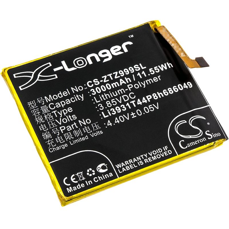 Li-Polymer Battery fits Zte, axon m, axon m lte-a, multy 3.85V, 3000mAh Mobile & SmartPhone Cameron Sino Technology Limited