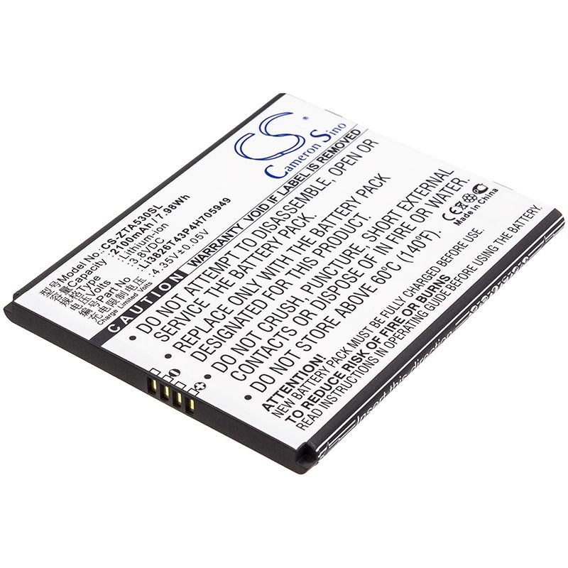 Li-ion Battery fits Zte, ba530, ba606, blade a530 3.8V, 2100mAh Mobile & SmartPhone Cameron Sino Technology Limited