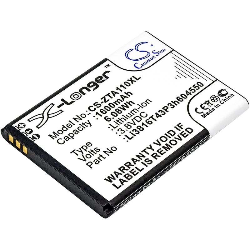 Li-ion Battery fits Zte, blade a110, blade a112, blade a410 3.8V, 1600mAh Mobile & SmartPhone Cameron Sino Technology Limited