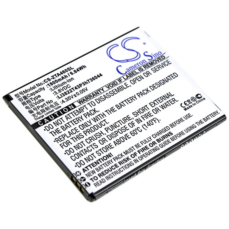 Li-ion Battery fits Zte, blade a460, blade l4 3.8V, 1800mAh Mobile & SmartPhone Cameron Sino Technology Limited