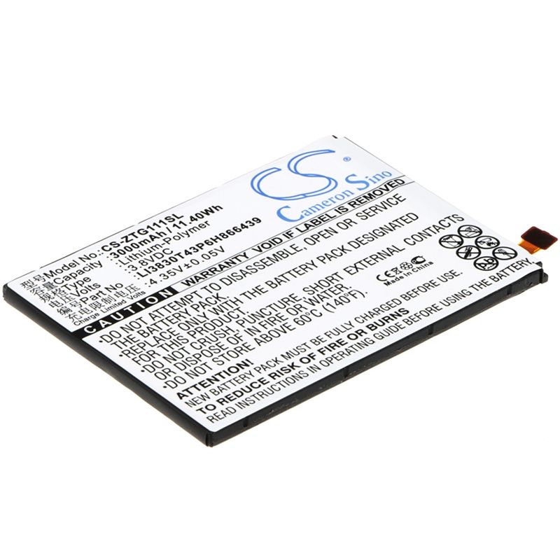 Li-Polymer Battery fits Zte, g111, n9518, warp elite 3.8V, 3000mAh Mobile & SmartPhone Cameron Sino Technology Limited