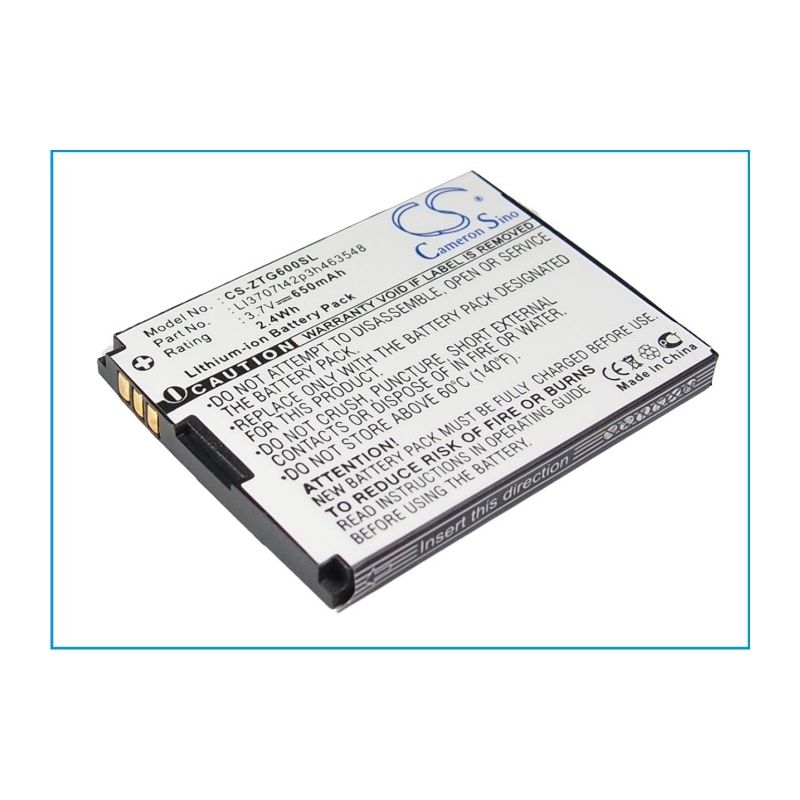 Li-ion Battery fits Zte, g6 3.7V, 650mAh Mobile & SmartPhone Cameron Sino Technology Limited