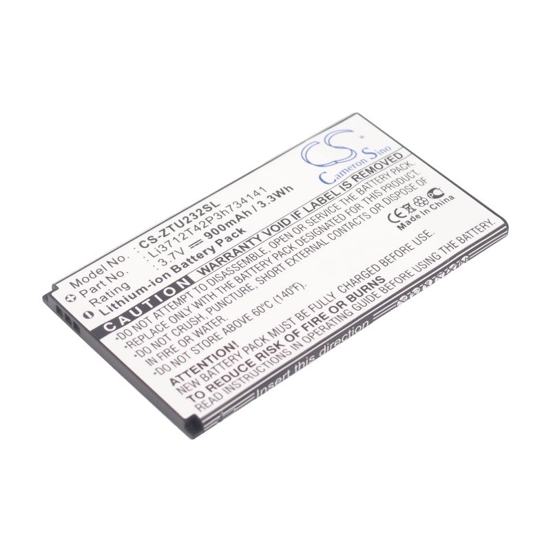 Li-ion Battery fits Zte, n960, u236, x920 3.7V, 900mAh Mobile & SmartPhone Cameron Sino Technology Limited