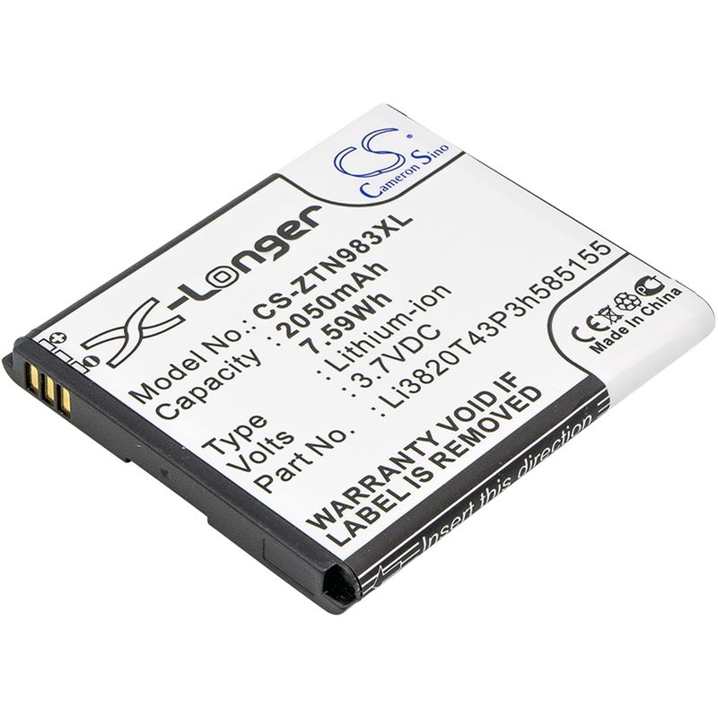 Li-ion Battery fits Zte, n983, solar, u960e 3.7V, 2050mAh Communications Cameron Sino Technology Limited (Suspended)
