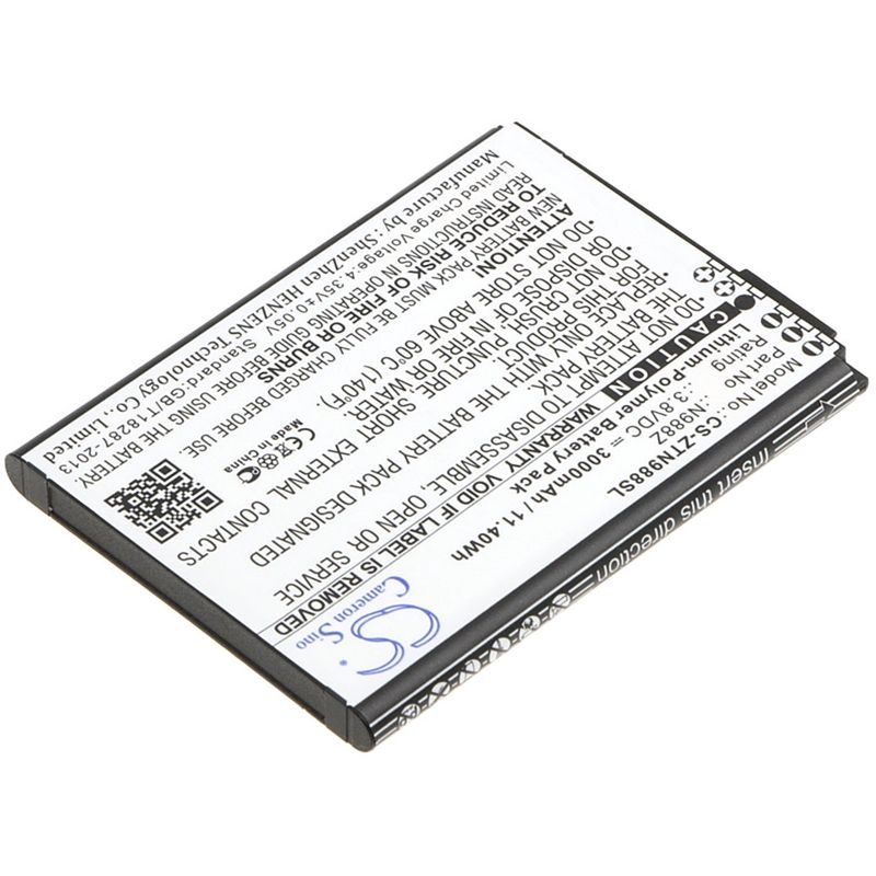 Li-Polymer Battery fits Zte, n988z 3.8V, 3000mAh Mobile & SmartPhone Cameron Sino Technology Limited