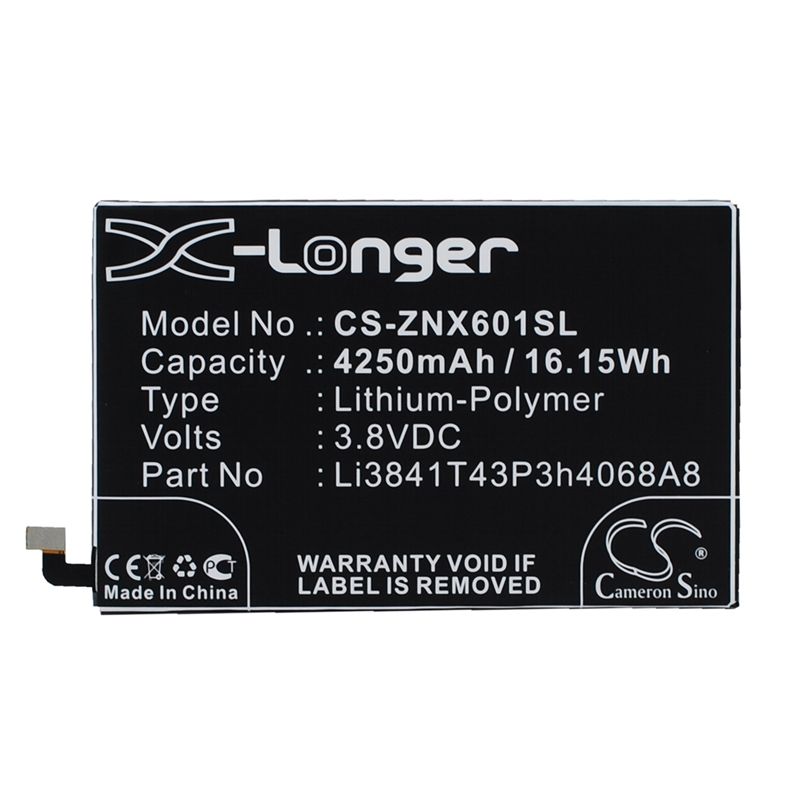 Li-Polymer Battery fits Zte, nubia x6, nx601j 3.8V, 4250mAh Communications Cameron Sino Technology Limited (Suspended)