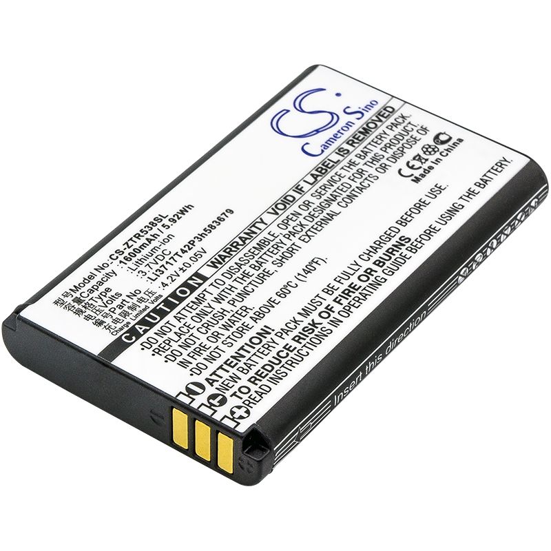 Li-ion Battery fits Zte, r538 3.7V, 1600mAh Mobile & SmartPhone Cameron Sino Technology Limited