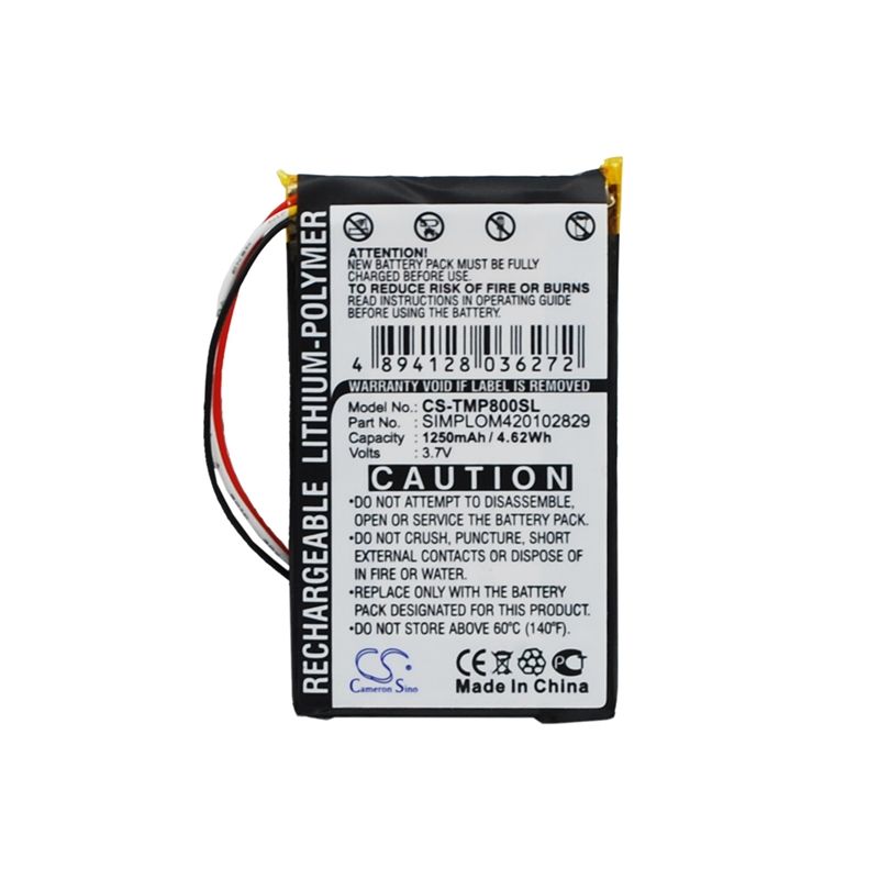 Li-Polymer Battery fits Tomtom, Pro 8000 3.7V, 1250mAh GPS & Navigator Cameron Sino Technology Limited