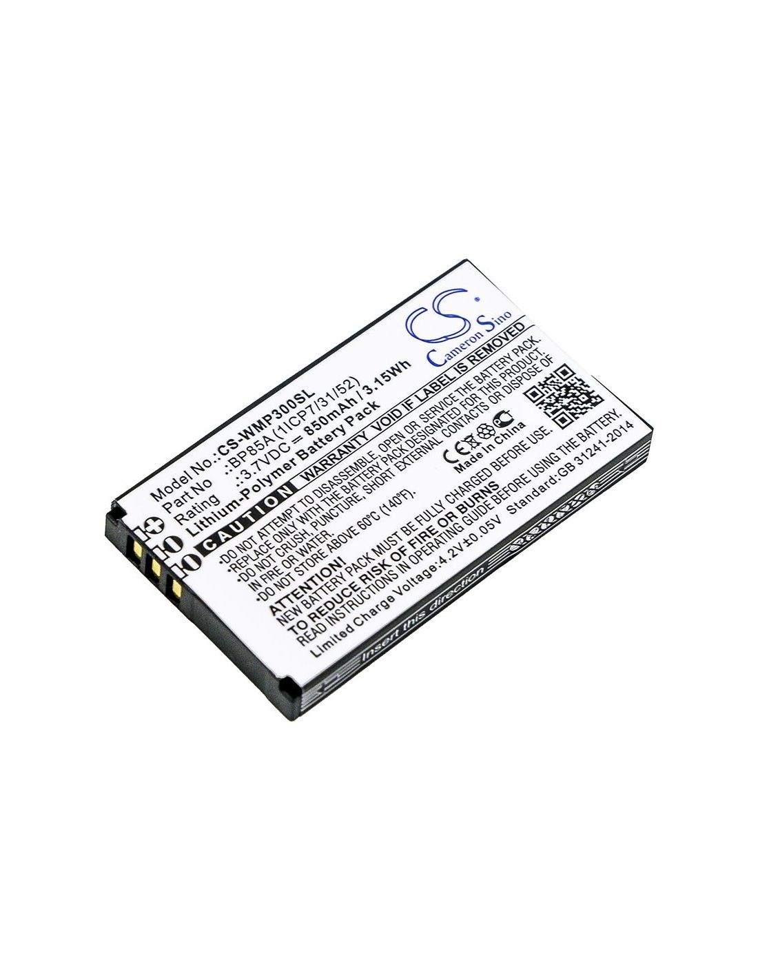 Li-Polymer Battery fits Wm Systems, Wmp 300, Wmp-300 3.7V, 850mAh Computer Cameron Sino Technology Limited (Suspended)
