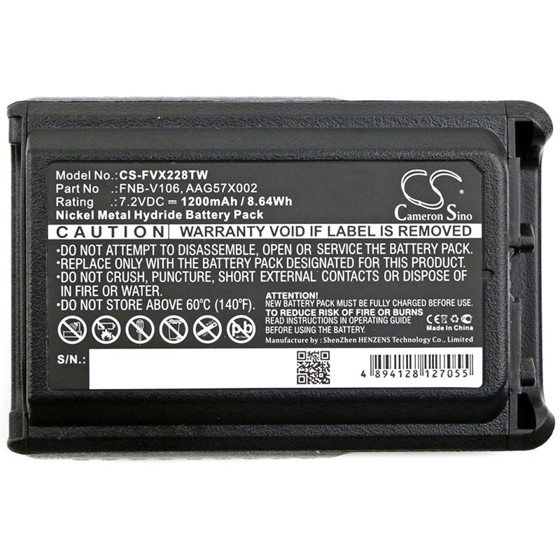 Ni-MH Battery fits Bearcom, Bc-95, Vertex, Vx-228 7.2V, 1200mAh Two-Way Radio Cameron Sino Technology Limited