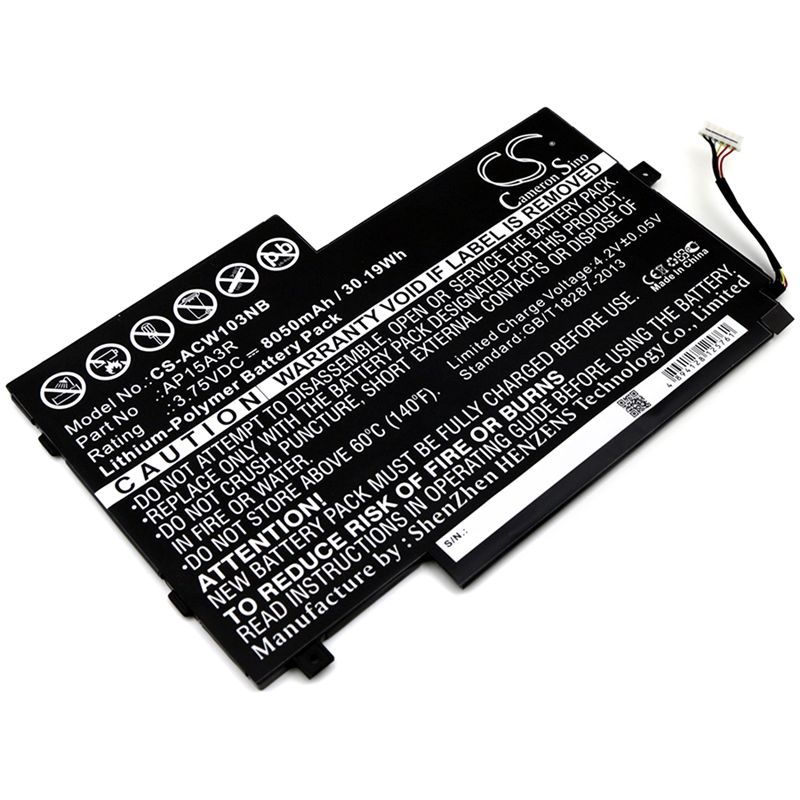 Li-Polymer Battery fits Acer, Aspire Switch 10e, Sw3-013, Sw3-013-1566 3.75V, 8050mAh Notebook & Laptop Cameron Sino Technology Limited