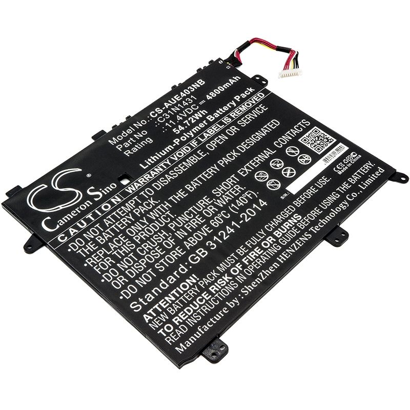 Li-Polymer Battery fits Asus, Eee Book E403s, Eee Book E403sa, Eee Pc E403s 11.4V, 4800mAh Notebook & Laptop Cameron Sino Technology Limited