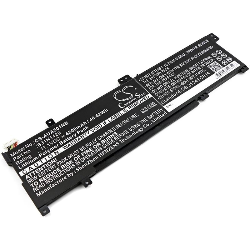 Li-Polymer Battery fits Asus, A501c1-z1-c10, A501lb5200, A501lx-dm023h 11.1V, 4200mAh Notebook & Laptop Cameron Sino Technology Limited