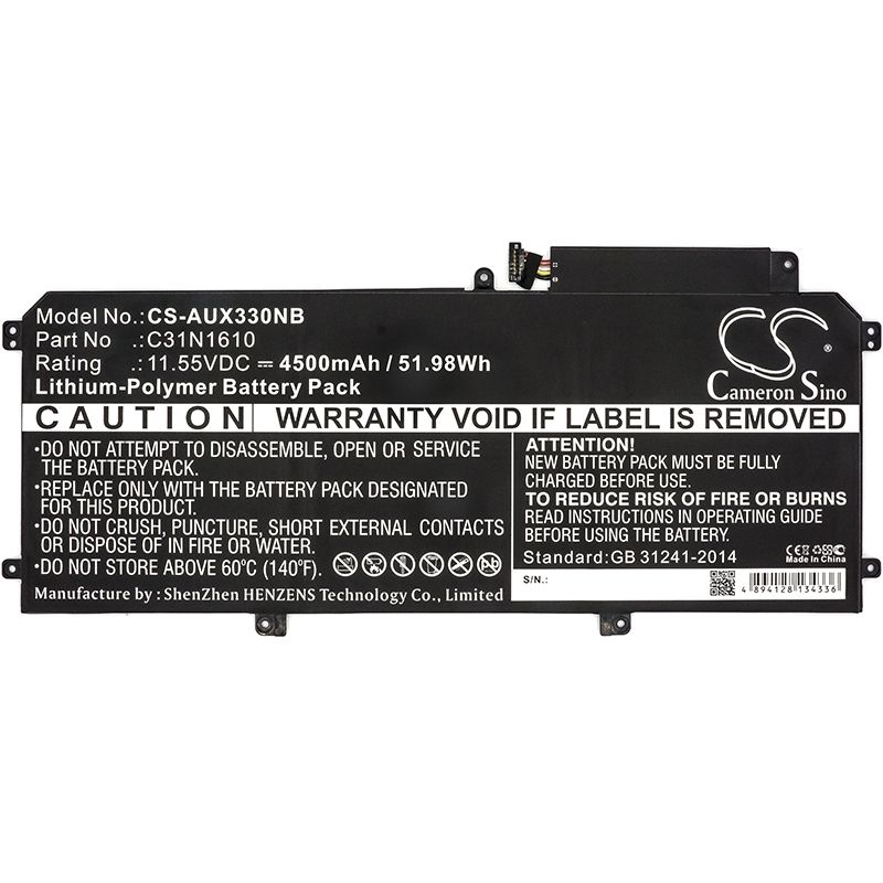 Li-polymer Battery Fits Asus, Ux330, Ux330c, Ux330ca 11.55v, 4500mah Notebook & Laptop Cameron Sino Technology Limited