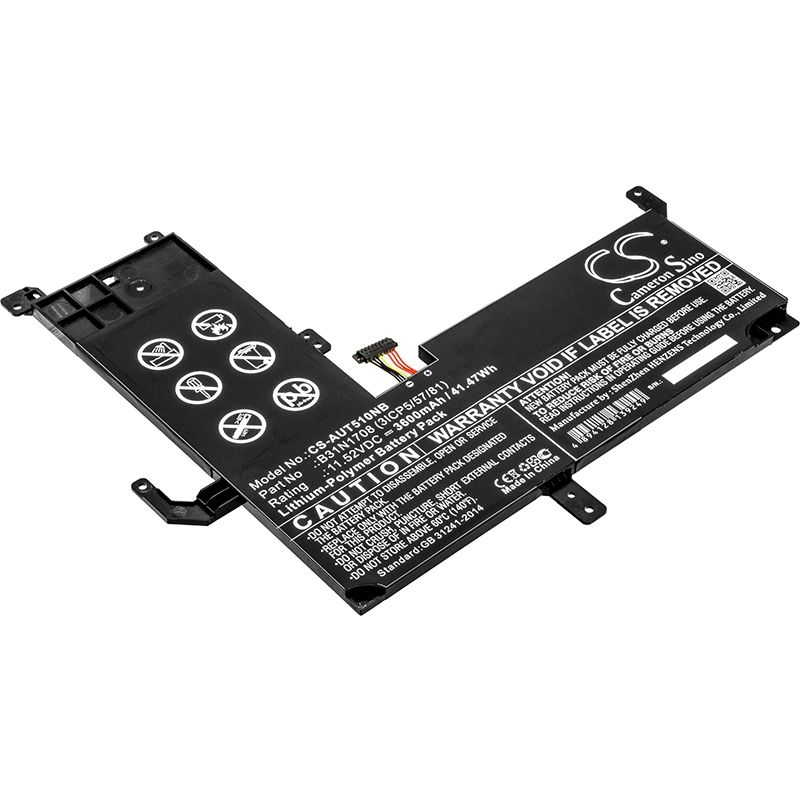 Li-Polymer Battery fits Asus, Vivobook Flip Tp510, Vivobook Flip Tp510ua 11.52V, 3600mAh Notebook & Laptop Cameron Sino Technology Limited