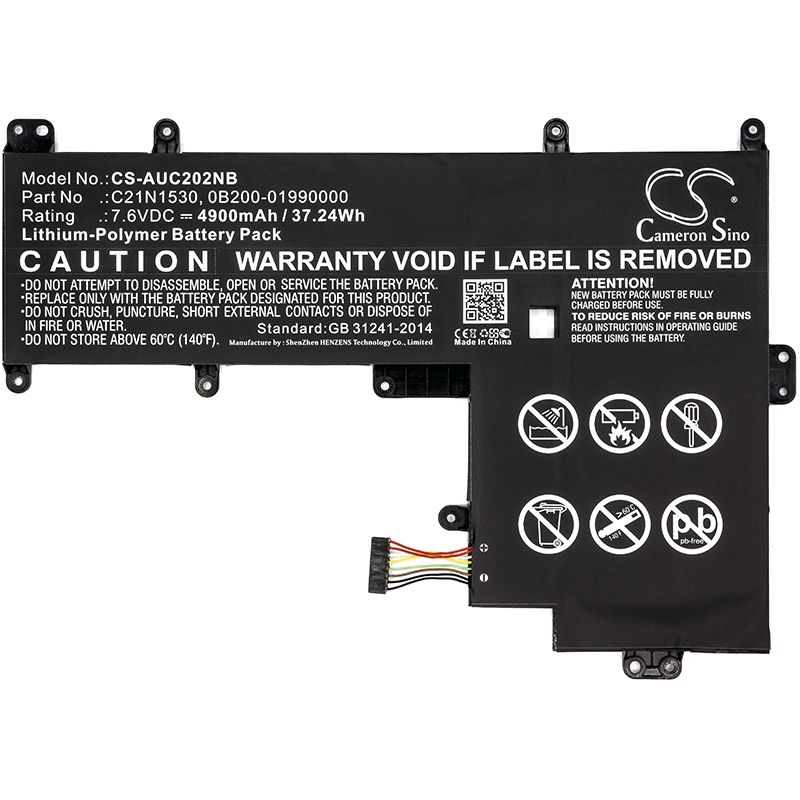 Li-Polymer Battery fits Asus, Chromebook C202, Chromebook C202sa, Chromebook C202sa-2a 7.6V, 4900mAh Notebook & Laptop Cameron Sino Technology Limited