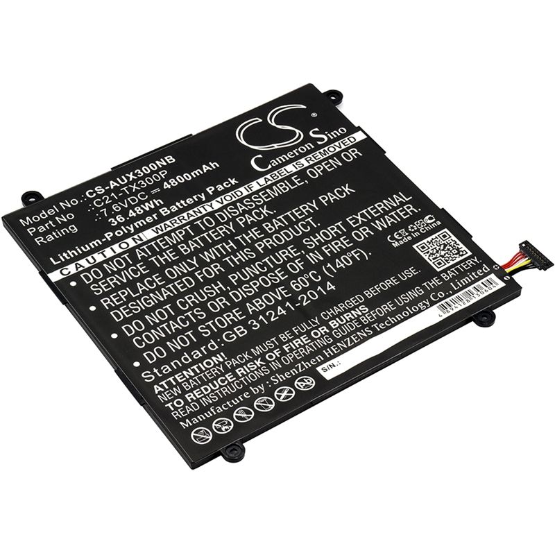 Li-Polymer Battery fits Asus, Transformer Book Tx300ca, Transformer Book Tx300ca 13.3" 7.6V, 4800mAh Computer Cameron Sino Technology Limited