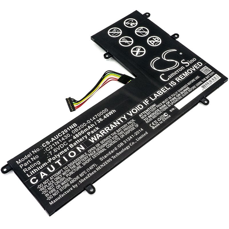 Li-Polymer Battery fits Asus, Chromebook C201, Chromebook C201p, Chromebook C201pa 7.6V, 4800mAh Notebook & Laptop Cameron Sino Technology Limited