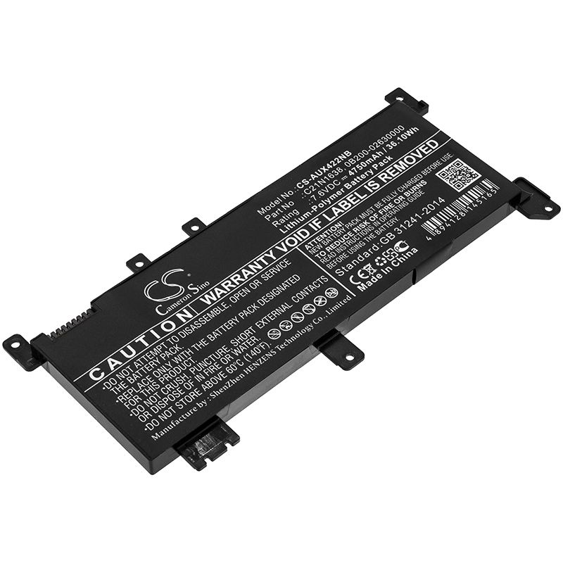Li-Polymer Battery fits Asus, F442ur, Vivobook 14 X442u, Vivobook 14 X442ua 7.6V, 4750mAh Notebook & Laptop Cameron Sino Technology Limited