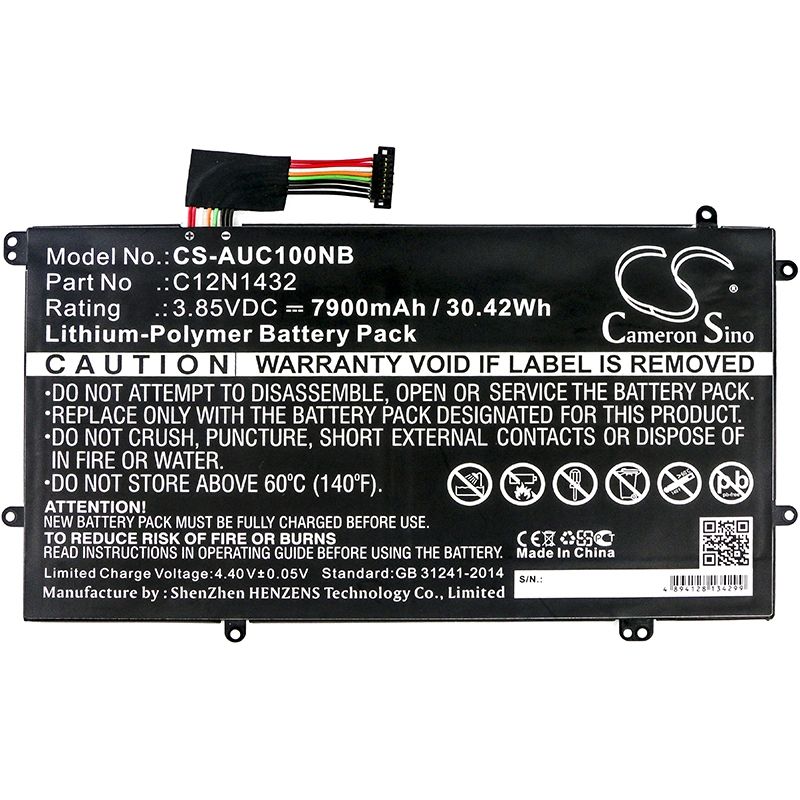 Li-polymer Battery Fits Asus, 90nl0971-m00290, C100pa, C100pa-db01 3.85v, 7900mah Notebook & Laptop Cameron Sino Technology Limited