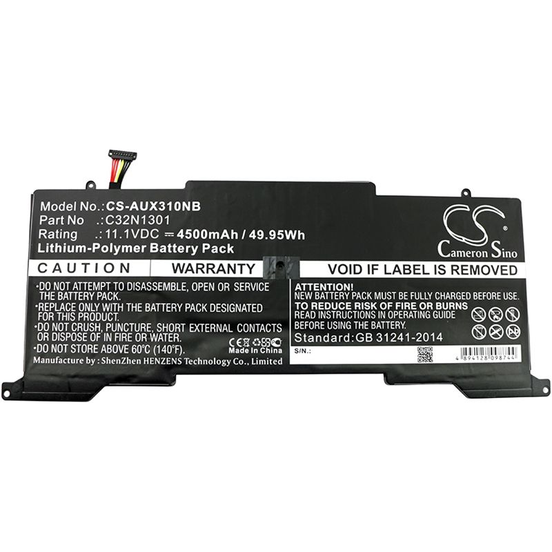 Li-polymer Battery Fits Asus, Ux31la-0132a4500u, Ux31la-0161a4200u, Ux31la-c4018h 11.1v, 4500mah Notebook & Laptop Cameron Sino Technology Limited