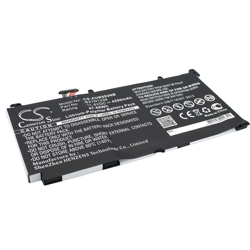 Li-polymer Battery Fits Asus, R553lf, R553ln, R553ln-dm123h 11.4v, 4200mah Notebook & Laptop Cameron Sino Technology Limited