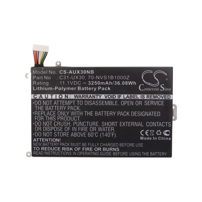 Li-Polymer Battery fits Asus, Ux30, Ux30-a1, Ux30ka 11.1V, 3250mAh Notebook & Laptop Cameron Sino Technology Limited