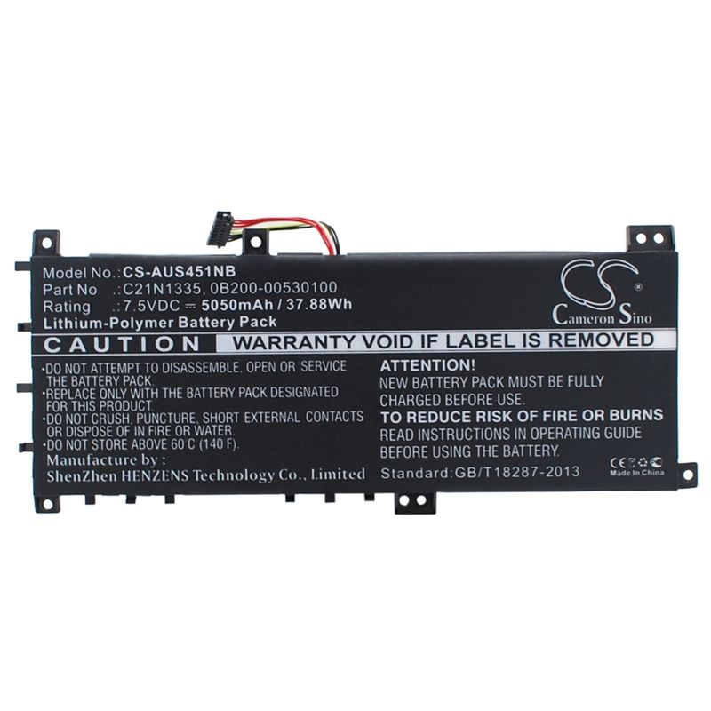 Li-polymer Battery Fits Asus, Vivobook S451, Vivobook S451la, Vivobook S451lb 7.5v, 5050mah Notebook & Laptop Cameron Sino Technology Limited