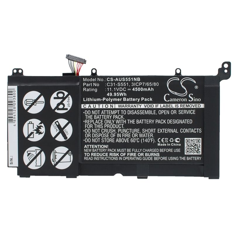 Li-polymer Battery Fits Asus, Vivobook S551l, Vivobook S551la, Vivobook S551lb 11.1v, 4500mah Notebook & Laptop Cameron Sino Technology Limited