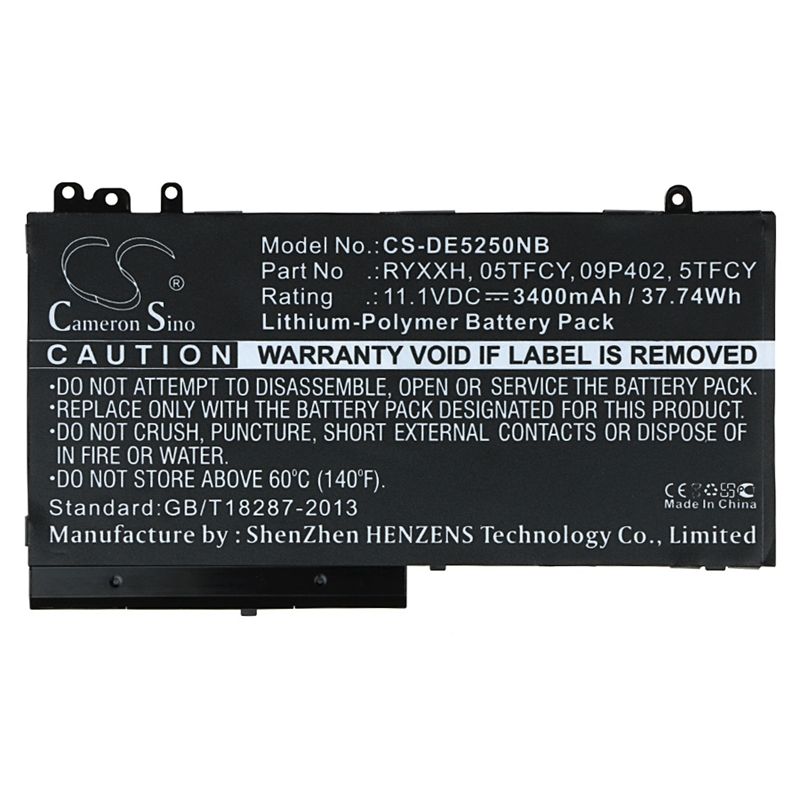 Li-Polymer Battery fits Dell, latitude 12 5000, latitude 12 E5250 11.1V, 3400mAh Notebook & Laptop Cameron Sino Technology Limited