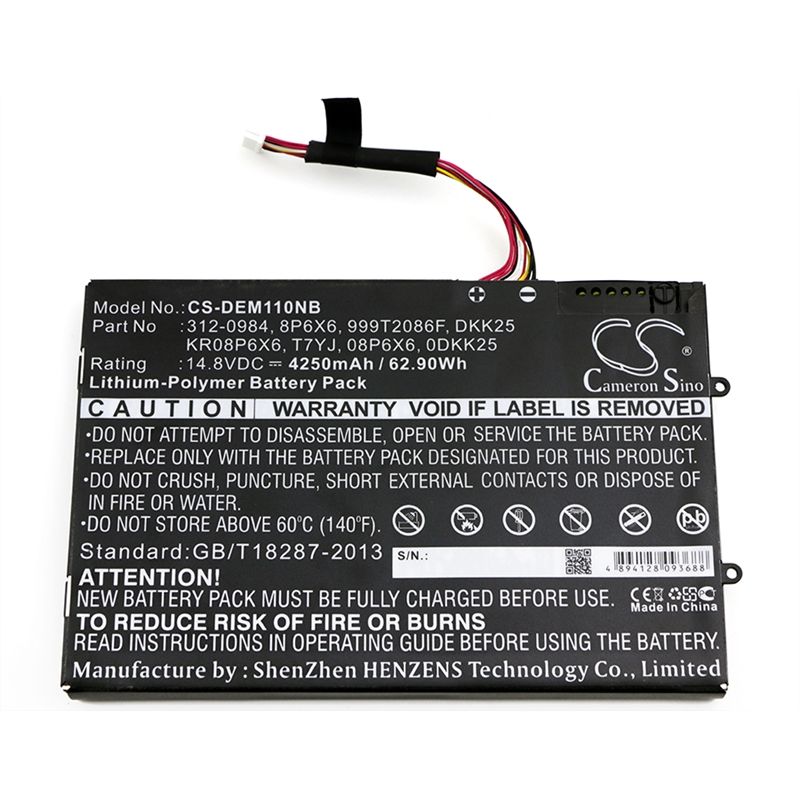 Li-polymer Battery Fits Dell, Alienware M11x, Alienware M11xr2, Alienware M11xr3 14.8v, 4250mah Notebook & Laptop Cameron Sino Technology Limited